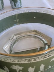 17 Jeanette Green Hellenic Grecian Wedgwood 5″ Tumblers Bar Ware w Serving Bowl
