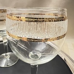 Culver Icicle Set of 4 Wine Glasses 6 oz MCM Clear Glass 22K Gold Trim