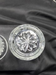 Set Of Five Early American Prescut Juice Glasses Star Starburst (2) 4.5”(3) 3.5”