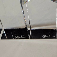 2 Vtg 6″ Oleg Cassini Crystal Candlesticks Lexington 119141 & Kelly 130241 IOB.