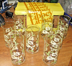 VINTAGE LIBBEY FLOWER BLOOM FLORAL PATTERN 12oz SET OF 8 BEVERAGE GLASSES IN BOX