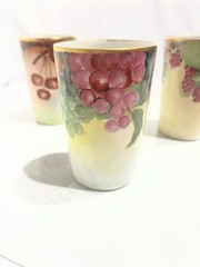 J.P. L France Porcelain Tumbler Set of 3 Multicolor Fruit Pattern Cups