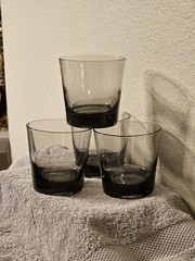 Smoke Glass LowBall Barware Drinking Glasses 8oz Vintage LOT OF 4