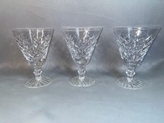 Vintage 3 Waterford Crystal Adare Claret Wine Glasses Old Acid Stamp