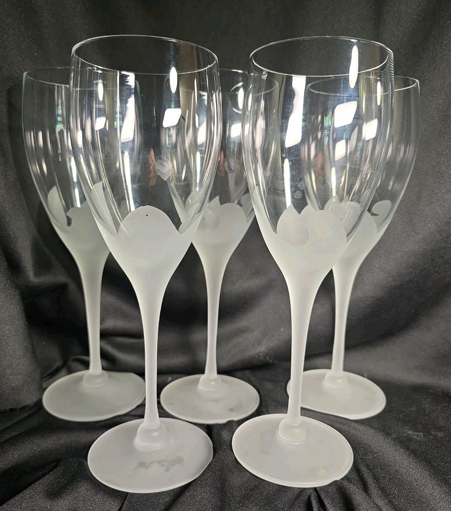 Mikasa Frosted Dove Wine Glasses 9 Inches Tall, Set Of 5