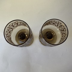 Vintage Pair 1970s Libbey Prado Empire Scroll Wine Glasses Smoked Glass Stemware