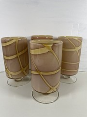 Vintage Art Glass Goblets Set of 4 Italian Beige Nude Glass