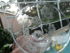 Mid Century Modern Libbey Clear Liquor Cocktail Embassy Gray Cut Glass Floral