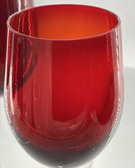 Set Of Six Amberina Ruby Red Wine Glasses Goblets Handblown Stemware 8.5”