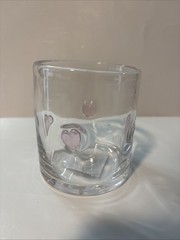 Clear Glass icon Tumbler with Pink Heart Design, Round Shape, Glossy Finish New
