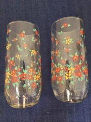 Set of 2 Vintage Juice Glasses RARE Floral