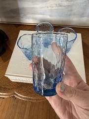 Vintage Set/4 Seneca Driftwood Peacock Light Blue Crinkle-Textured Juice Glasses