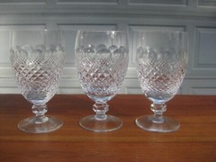 Set of 3 High Quality Cut Crystal Wine Glasses 5 3/4″H