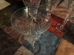 Set of 3 Vintage Hand-Cut Crystal Goblets – 8” Tall – 1940–1960 – Wheel Engraved