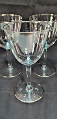 7 Vintage Crystal Stemware Wine/Water Glasses W/ Platinum Rim 6-3/4″ x 3-3/4″