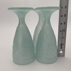 Vintage Luminarc French Frosted Mint Goblets Set Of 4 Embossed With Fruit Design