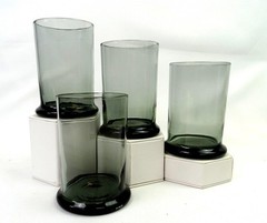 Hal Reed Kansas Crystal Co Green Glass 4 Pc 12 Ounce 4 5/8″ Pedestal Tumblers
