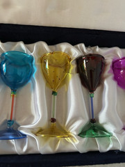 Vintage Venezia Cordial Glasses By Antonio Salviati Velvet Box Hand-Blown MCM