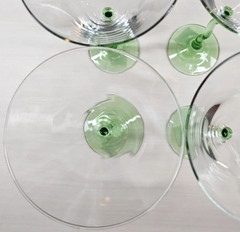4 Libbey Courbe Martini Glasses Set Zig Zag Wavy Green Stemware Bar Drinking Lot