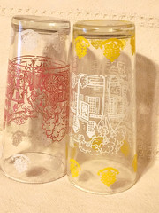 2) «Hazel Atlas» Drinking Glass Tumblers Americana «Williamsburgh» «Raleigh»