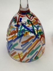 Pier 1/Murano Style Wine Goblet Glasses Confetti Splatter Art Lot Of 2