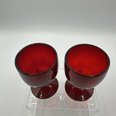 2 Martinsville Moondrops Red 3 5/8″ 5 oz Footed Juice Tumblers Perfect