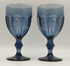 Vintage Libbey Gibraltar Glass Goblet Set Of 2 Dusky Blue Color 6.75″ USA