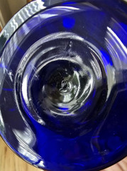 Libbey Teardrop COBALT BLUE Glass Water Wine GOBLETS Glasses 7” Vintage set of 4