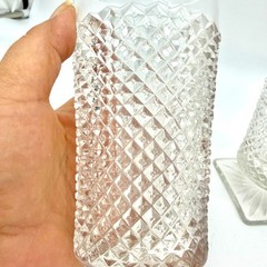 VTG Indiana Mt Vernon Diamond Point Clear Square Foot MCM 6″ Water Goblets 4pc