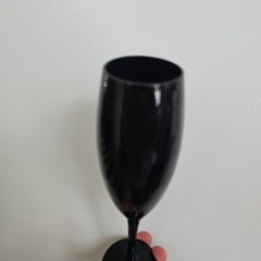 Libbey Black Amethyst Glass Champagne Flute Vintage approx 9 1/4″ Tall