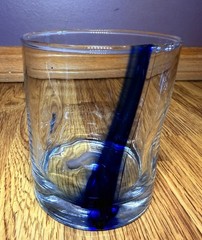 LIBBEY Blue Ribbon Twist Swirl Set Of 4 Double Old Fashioned Glasses w/Indents