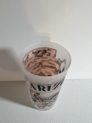Hazel Atlas VTG Arizona Souvenir Glass 5” Pink Frosted Mid Century Western