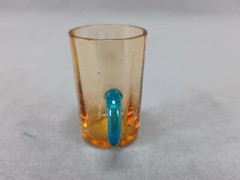 Legras Portieux George Sand Hand Blown Amber & Blue Optic Molded Cordial Glass B
