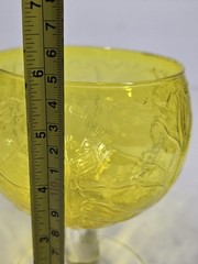 Vtg 2pc Secla Sigma Taste Setter Cabbage Leaf Yellow* Glass Goblets Portugal 60s