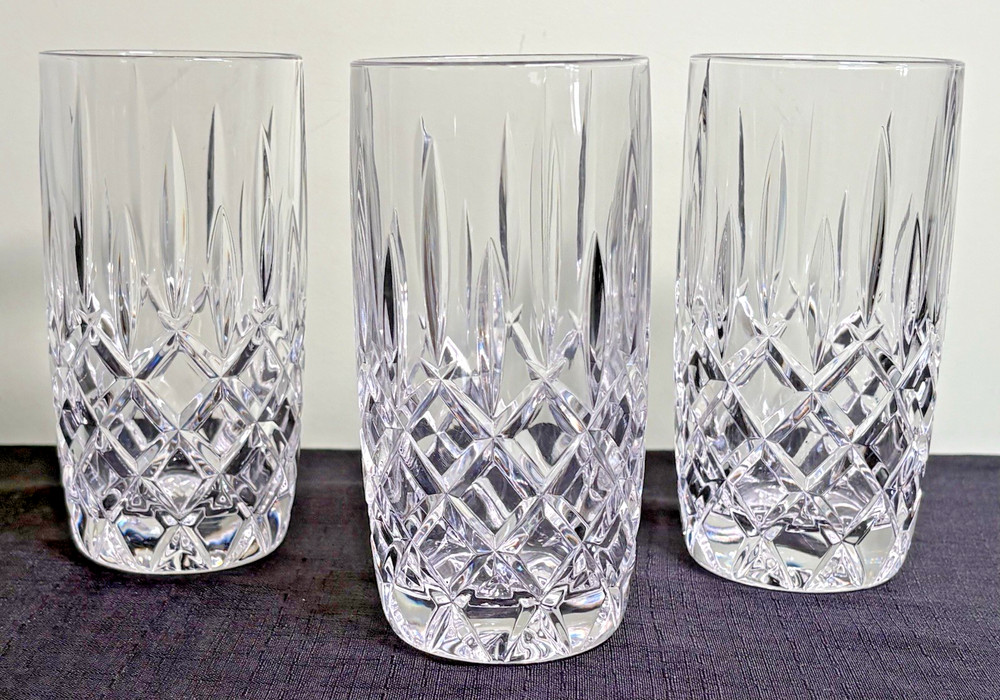 Gorham Crystal Lady Anne High Ball Glasses 16 oz-6″ Tall-Set of 3-Germany