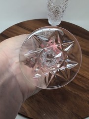 Pair Of Rosses CRYSTAL TYRONE Cut 6.5″ Tall White WINE GLASS Star Base