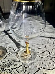 Vintage Colony Versailles Brandy Snifters~ Gold Stem & Rim~ Bohemian Crystal~ 2
