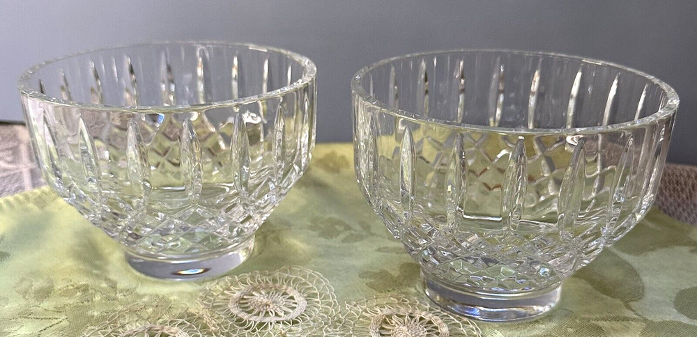Beautiful Signed TIPPERARY IRELAND Lead Crystal Heavy Thick 4″ Bowls, Set of 2