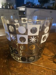 Vintage Culver Barware Carnival Pattern ICE BUCKET & 3 Shot GLASSES mcm Decor