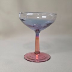 Estelle Colored Glass Set 6 Champagne Coupe Glasses Amethyst Cranberry