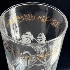 Vintage Libbey Leaf White and Gold Tone Drinking Glasses Set of 3 4 3/4 Inch