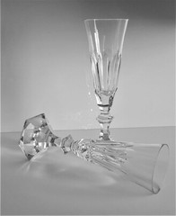 Two Ajka Crystal /Cristal de Paris Eminence Champagne Flute Glasses, No Stamp
