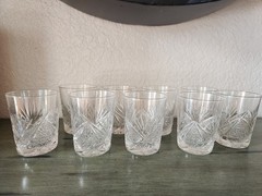 ANTIQUE CUT CRYSTAL TUMBLER SMALL AND LARGE DIAMOND AND FAN GLASS Lot Of 9