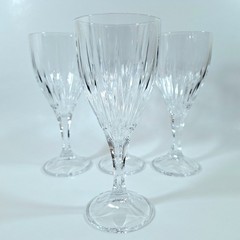 Set (4) Godinger Ingrid Pattern Hand Blown & Cut Crystal Water Goblets 8 1/8″