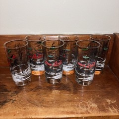 Vintage Libbey Winter Village Highball Tumblers 5-1/2” Set Of 6
