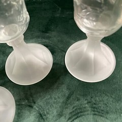 Vintage Last Supper Home Interiors Glass 7″ Wine Chalice, Frosted Base, Set Of 4