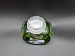Vintage Serge Mansau in Saint Louis Crystal Green Art Glass Perfume Bottle