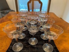 9 MIKASA Jamestown Fine Crystal Gold Trim Champagne/Sherbert Glasses