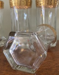Five Lorren Venezia Gold Banded Tumbler CRZ9 Six Sided Base Multi-sided 5 5/8″