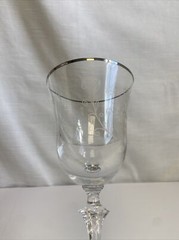 VTG Spiegelau Crystal Water/Wine Goblet Scroll & Platinum Band & Crown Mark 8.5”